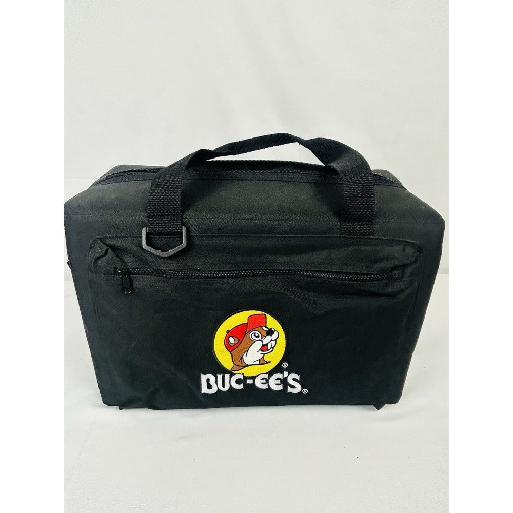 Buc-ee's 24 Can Cooler Bag Black Soft Sided Insulated Travel Tote Beaver Logo